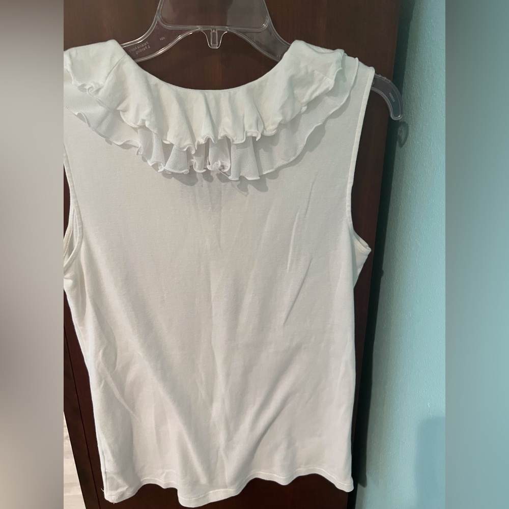 Chaps White Ruffled Front Tank Top - Picture 3 of 6